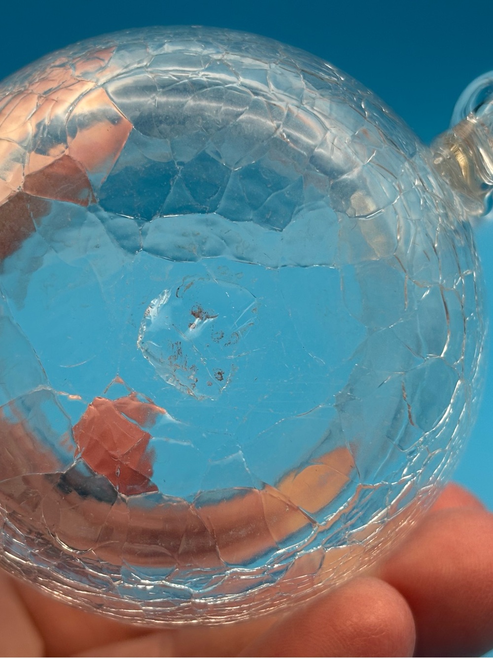 Clear Crackle Glass Bud Vase or Creamer Pitcher with Textured Cracked Appearance - Picture 4 of 5